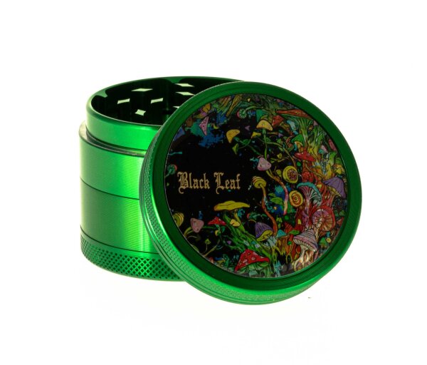 Black Leaf Pollinator Grinder mit Bild - Mushroom - D:50mm H:40mm - Grün