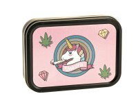 Metalldose - Einhorn - 112x82x26mm - Schwarz mit Aufkleber