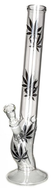 Leafline Glasbong > 18,8er H:42cm D: 50mm gerader aufbau mit welle + schwarze blätter