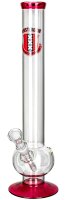 Amsterdam Bouncer Glasbong 18,8er - Bowl - Rot/Klar mit Wappen - H:42cm D:50mm WS:3mm