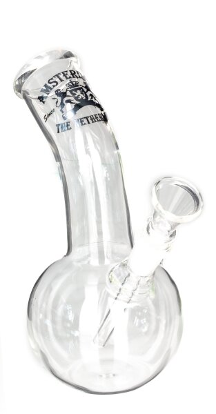 Amsterdam Glas Bong 14,5er - Bauch - Logo+Schriftzug - H:18cm D:36mm WS:3mm