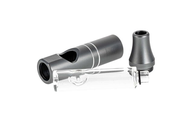 Metallpfeife mit Glas-Tube "Super Heroes" L:11cm - Silber