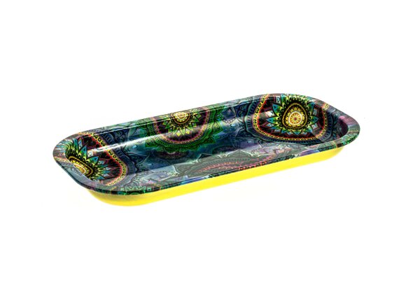 Black Leaf Rolling Tray "Mandala" 20,6x10,5x1,8cm - Mini