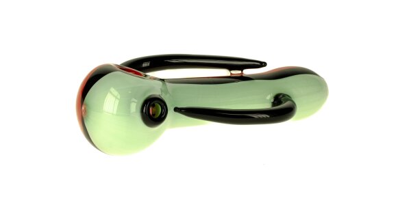 G-Spot Glaspfeife 11,5cm mit Henkel - Orange/Schwarz/Blau Nr.5