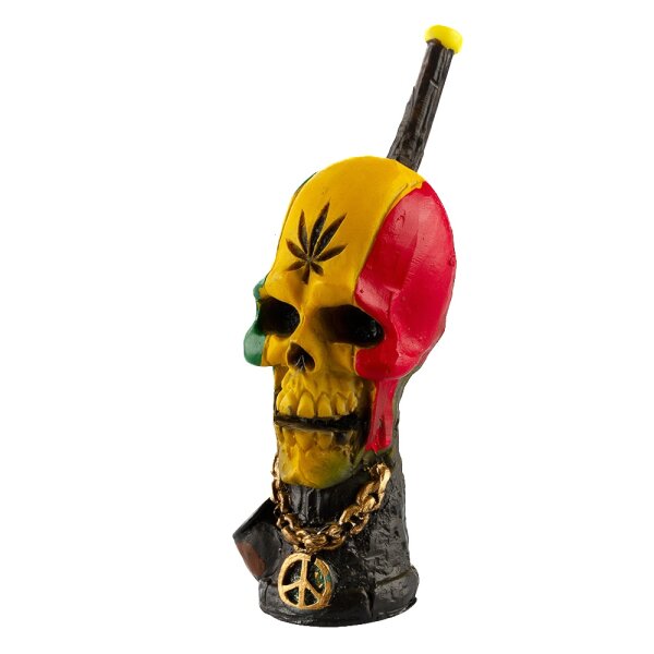 Purpfeife - Rasta Skull - L:18cm