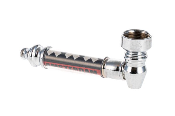 Amsterdam Metall Purpfeife L:9cm Rot/Silber