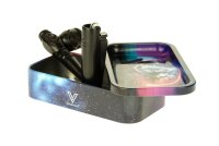 V Syndicate - Metalldose mit Rolling Tray im Deckel Mini - 122x70x30mm - Blunt Orbit - Blau/Lila/Pin