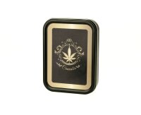 Metalldose - Hemp Gold - 112x82x26mm - Schwarz mit Aufkleber