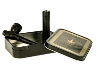 Metalldose - Hemp Gold - 112x82x26mm - Schwarz mit Aufkleber