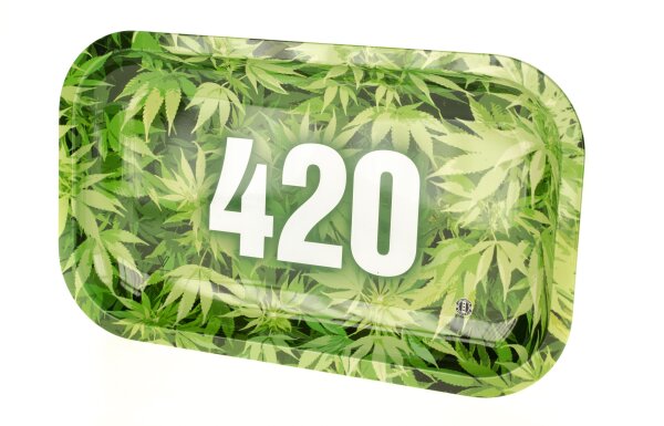 Rolling Tray 420 Hanfblätter - 27x16x1cm - Small