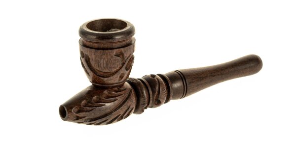 Holzpfeife/Kawumm L:10cm Schraubkopf, geschnitzt - Braun