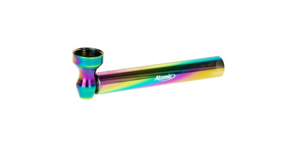 Purpfeife aus Glas/Metall - L:9,5cm ink. 5 Siebe - Rainbow