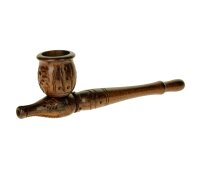 Holzpurpfeife - mit Kickloch geschnitzt L:15cm - Hellbraun