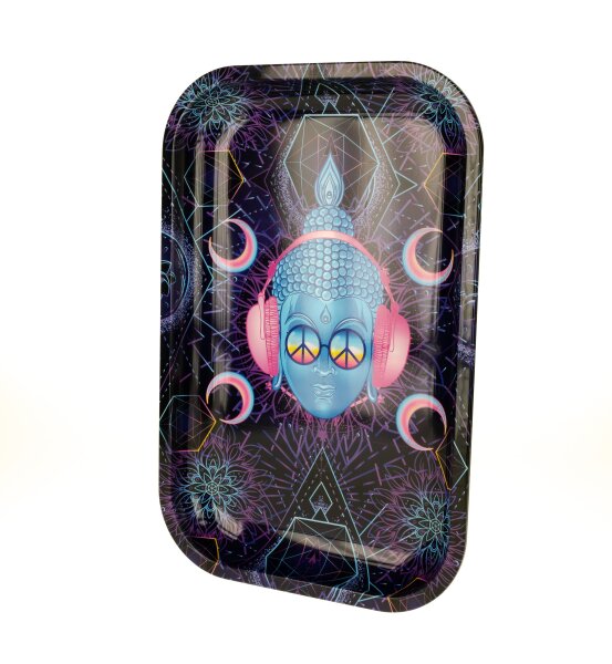Rolling Tray - Peace (Buddah mit Brille) - 28,5x18,5x2cm - Small