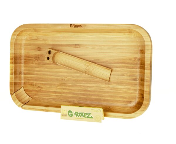 G-Rollz - Rolling Tray aus Bambus - 28x17cm - Rechteckig - mit Bauunterlage ink. Blättchen
