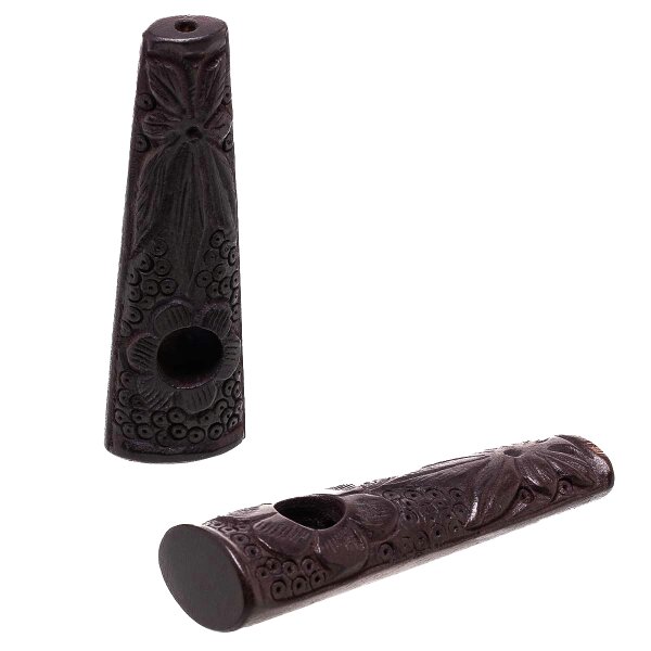 Holzpurpfeife - geschnitzt L:6,5cm - Dunkel/Schwarz