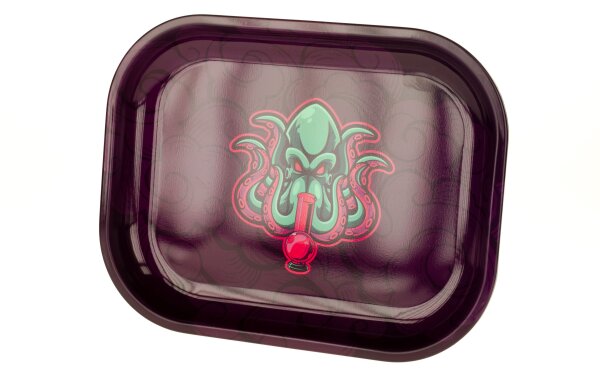 Rolling Tray - Octopus mit Bong (Lila) - 18x14x2cm - Mini
