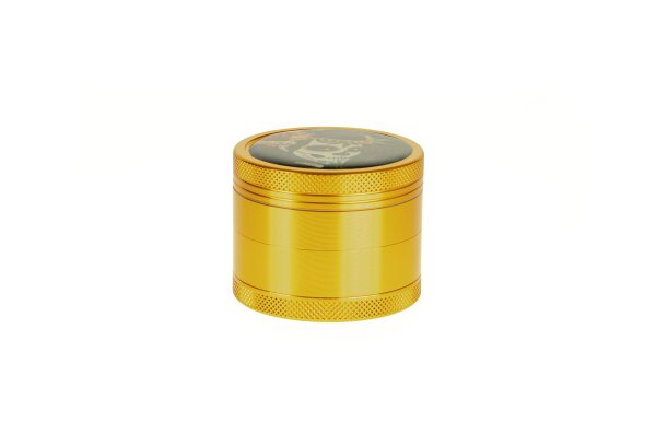 Black Leaf Pollinator Grinder mit Bild - Mexican Skull - D:50mm H:40mm - Gold