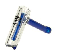 Breit Purpfeife mit Wasser - H:8,9cm D:25/12mm - Klar/Blau