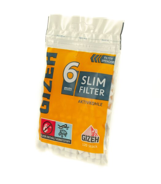 GIZEH Slim Filter + Aktivkohle - 6mm - 120Stk.