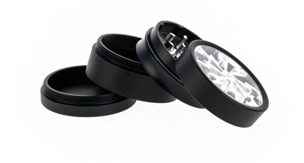 Thorinder Mini - Pollinator/Sieb Grinder H:42mm D:50mm - Farbe: Schwarz/Silber