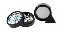 Thorinder Mini - Pollinator/Sieb Grinder H:42mm D:50mm - Farbe: Schwarz/Silber
