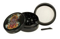 Black Leaf Pollinator Grinder mit Bild - Ganesha - D:50mm H:40mm - Schwarz