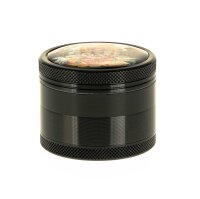 Black Leaf Pollinator Grinder mit Bild - Ganesha - D:50mm H:40mm - Schwarz