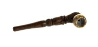 Holzpfeife/Purpfeife - geschnitzt L:12,5cm  mit Steinkopf...