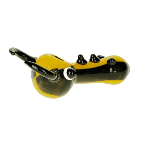 G-Spot Glaspfeife 10cm Käfer mit Hörnern - gelb/schwarz Nr.41