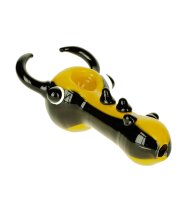 G-Spot Glaspfeife 10cm Käfer mit Hörnern - gelb/schwarz Nr.41