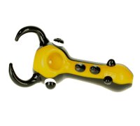 G-Spot Glaspfeife 10cm Käfer mit Hörnern - gelb/schwarz Nr.41