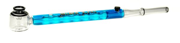 Black Leaf Glaspfeife/Glasvaporizer 2tlg. - L: 28cm Farbe: Rot/Blau - ink. Glassieb