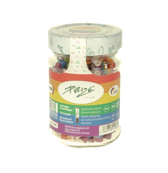 Purize Aktivkohlefilter - XTRA Slim - 100 Stk. RAINBOW - im Glas