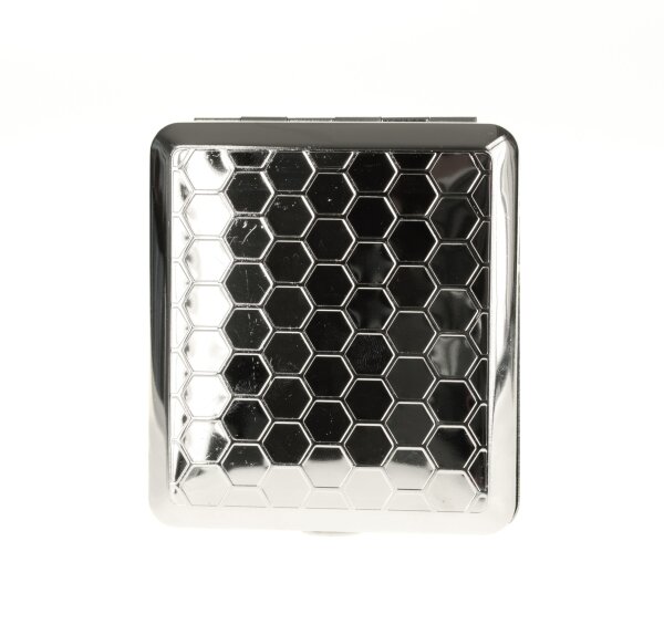 Angelo - Zigarettenetui aus Metall - Wabenmuster - Quadratisch - Silber