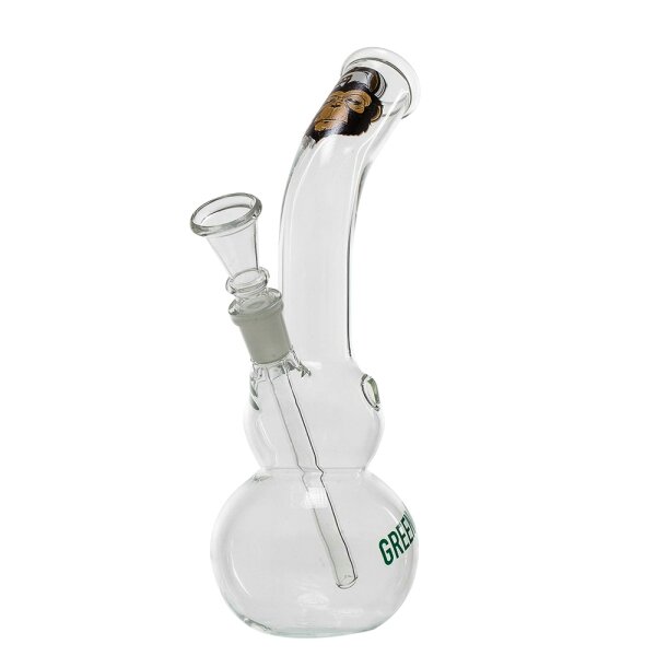 Greenline Glasbong 14,5er - mit Doppel-Bauch & Affen Motiv- H:22cm D:28mm