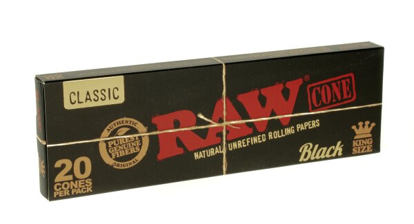 RAW Classic Black - King Size - Jointhülsen Cones - 20 Stk.