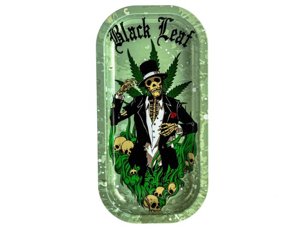 Black Leaf Rolling Tray - Hempmaster - 20,6x10,5x1,8cm - Mini