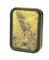 Metalldose - Leaves - 112x82x26mm - Schwarz mit Aufkleber