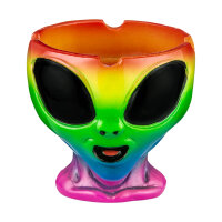 Alien Kopf Aschenbecher, mit Fuß, bunt - D:9cm