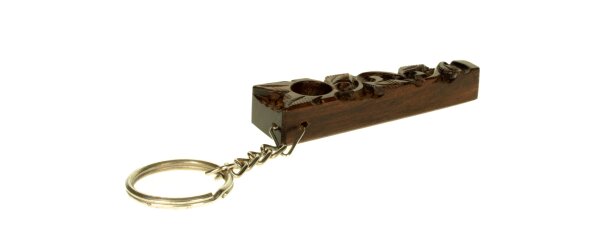 Purpfeife aus Rosenholz -  Mini - mit Schlüsselring - L:7cm - Flach