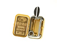 Taschenaschenbecher - Goldbarren - mit Gluttöter...