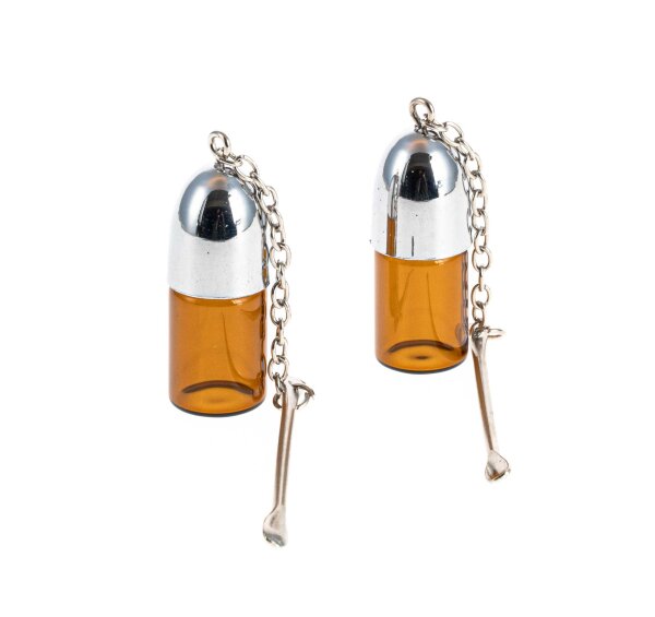 Pulverflasche Dunkel mit Löffel Außen - Silber - Klein