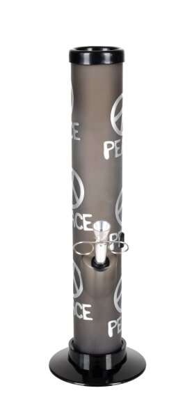 Acrylbong "Peace" dunkel Grau mit Peace-Symbol H:32,5cm D:5,0cm
