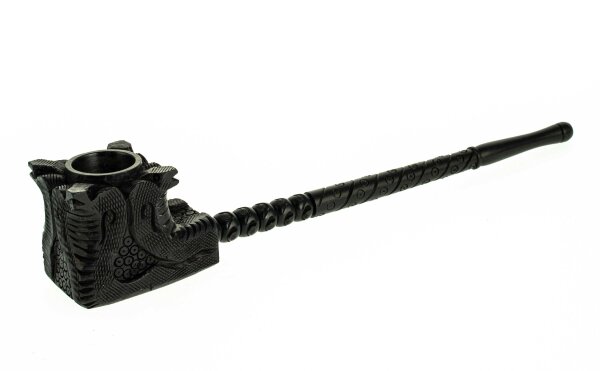 Holzpfeife aus Ebenholz mit Verzierungen "Cobra" L:310mm