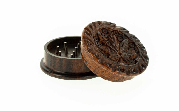 Holzgrinder H:30mm D:45mm aus Rosenholz "Leaf" Handmade