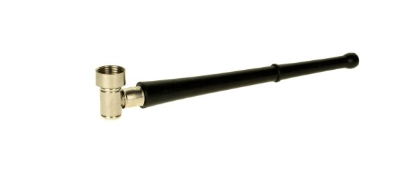 Purpfeife aus Metall/Holz - Kopf aus Metall - L:18cm - Schwarz